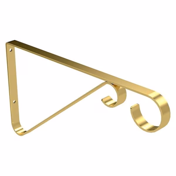Plant Bracket, 9 in L, 532 in H, Steel, Brass, Screw Mounting